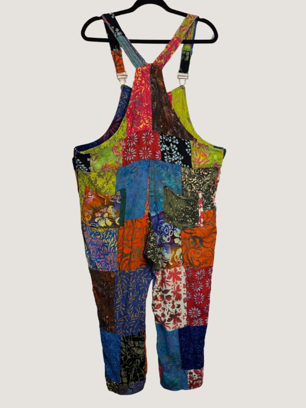 Mexicali Blues Boho Rainbow Patchwork Overalls Batik Festival Romper Size L - Picture 2 of 8